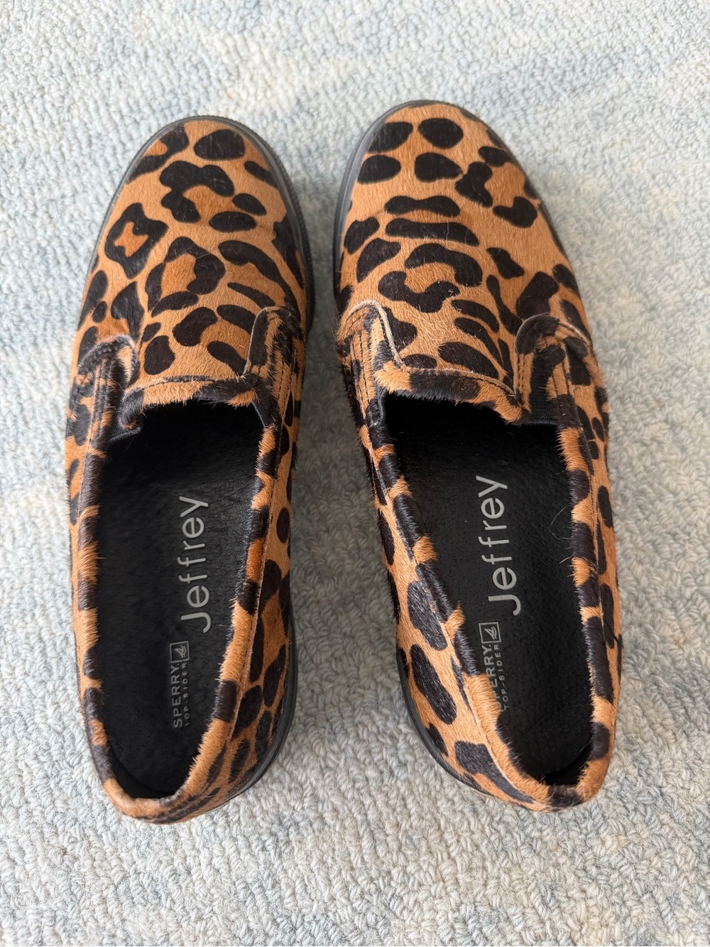 Sperry Leopard-Print Slip-On Loafers in Tan and Black